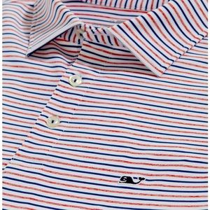 Vineyard Vines Mens. On The Go Sankaty Polo. Red Blue striped. 4XT